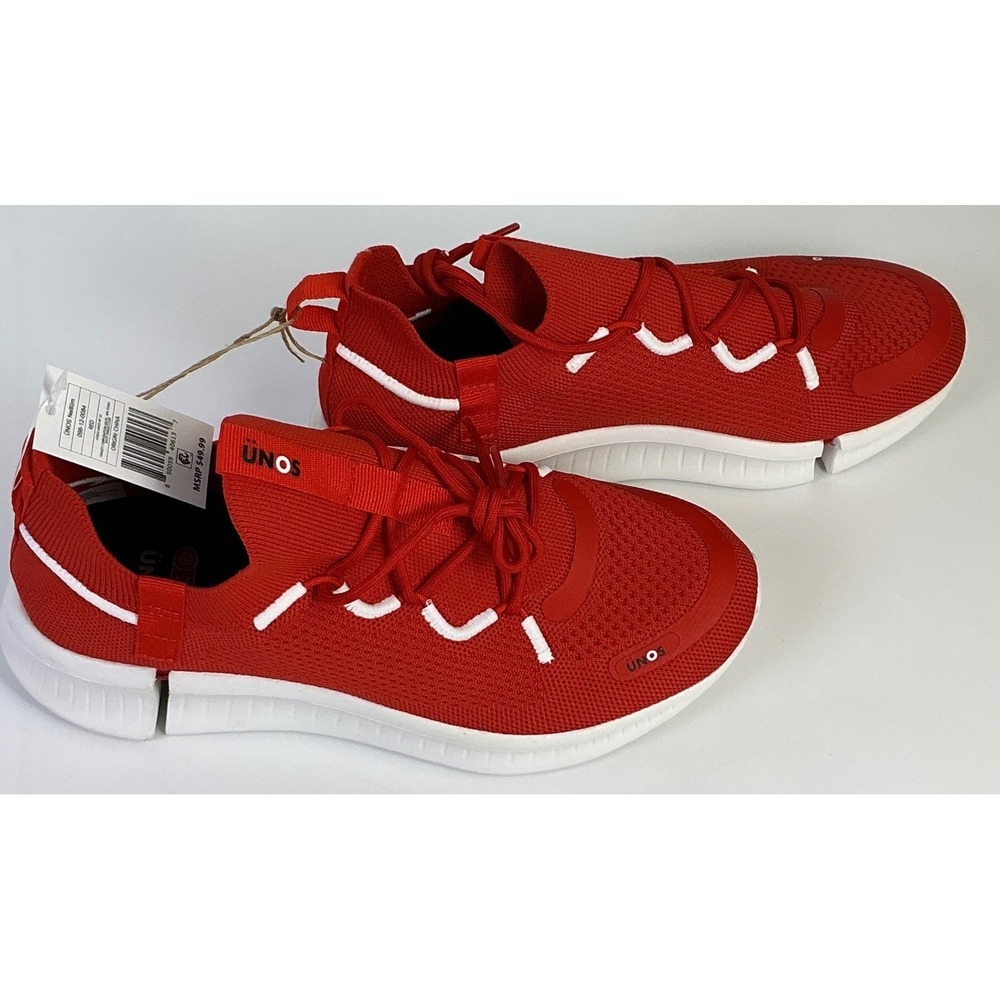 Unos Neillium Red Sneakers Men 5-6 Women 6.5-7.5 Athletic Running Shoes Lace Up
